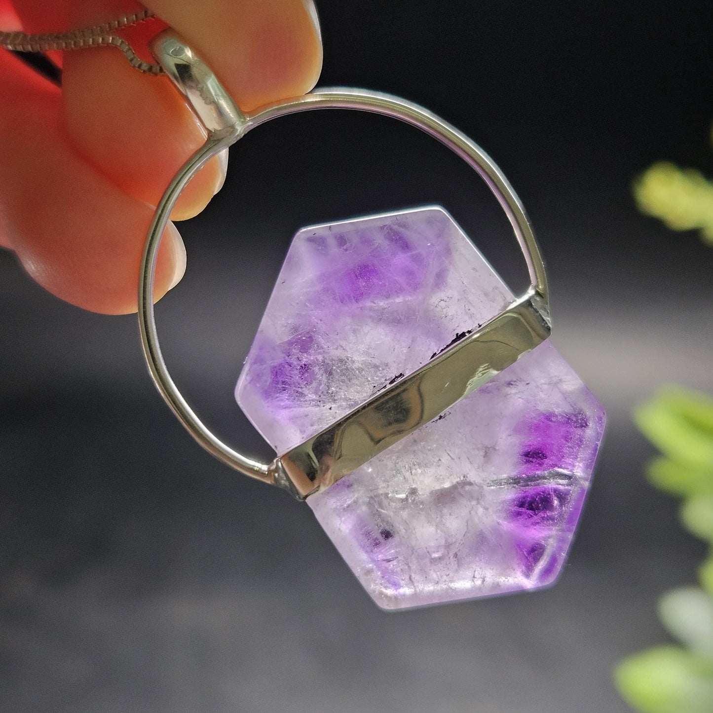 Brandberg Amethyst Pendant, Sterling Silver Crystal Necklace