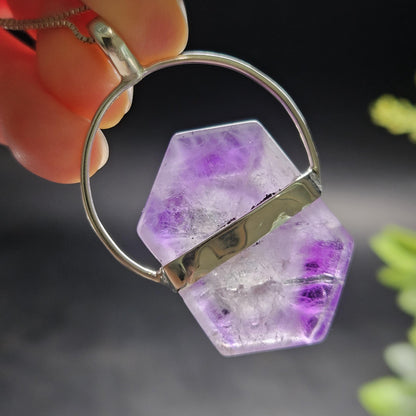 Brandberg Amethyst Pendant, Sterling Silver Crystal Necklace