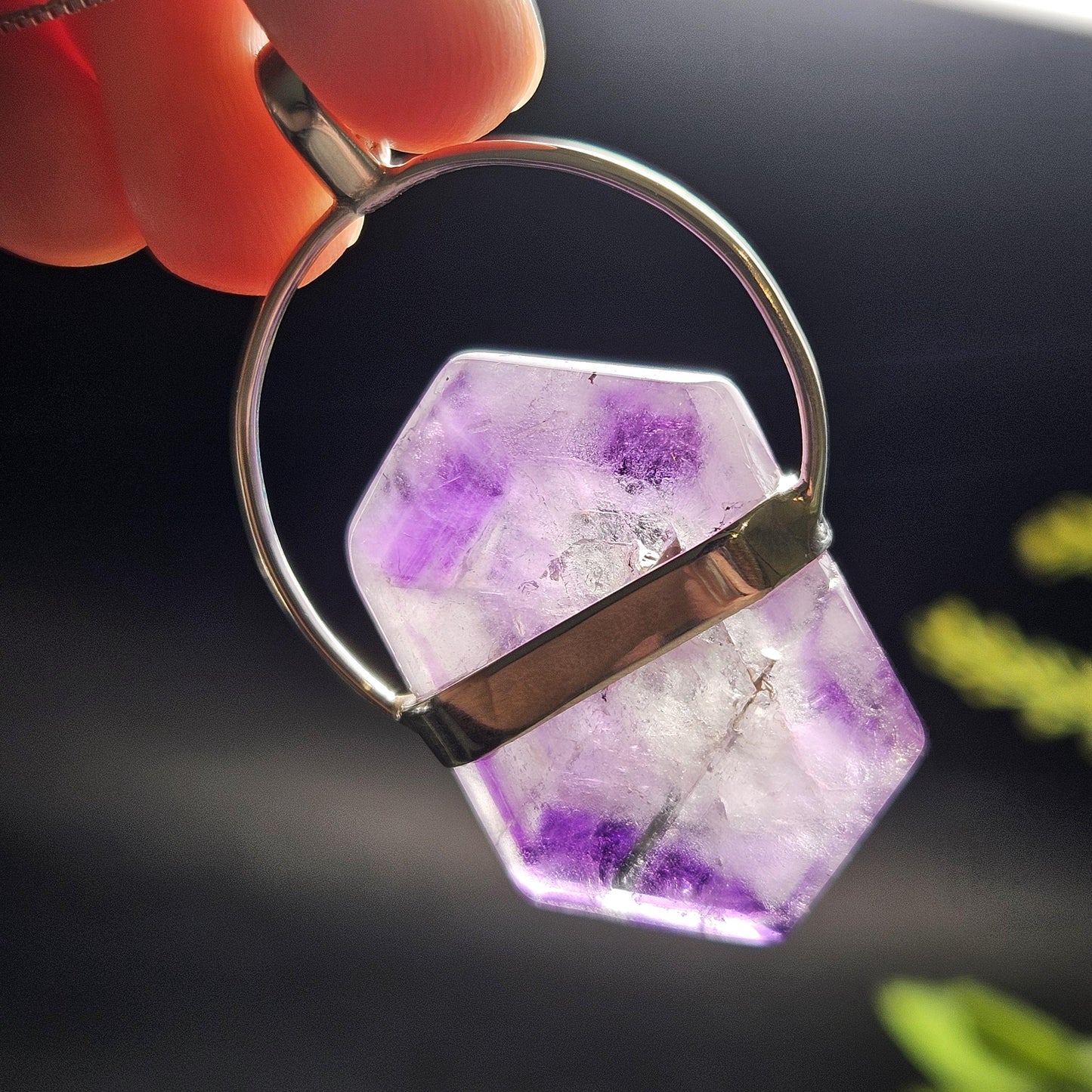 Brandberg Amethyst Pendant, Sterling Silver Crystal Necklace