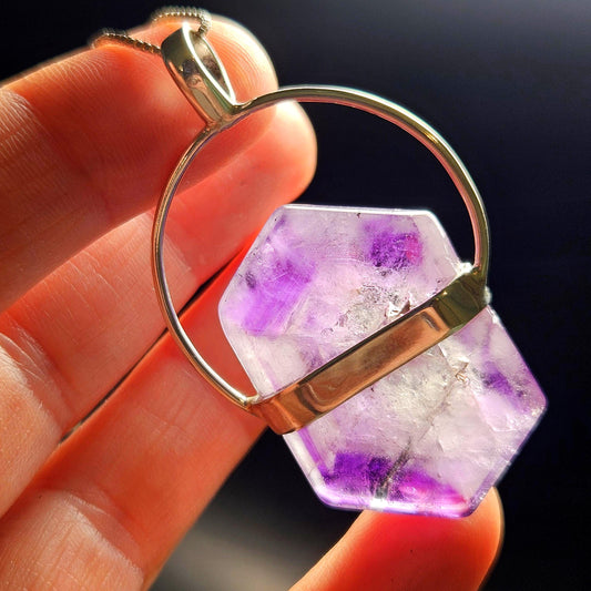 Brandberg Amethyst Pendant, Sterling Silver Crystal Necklace