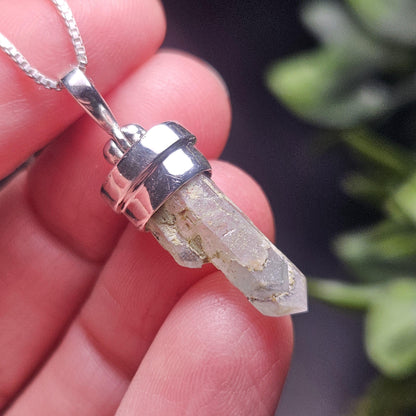 Ajoite Phantom in Quartz Crystal Pendant