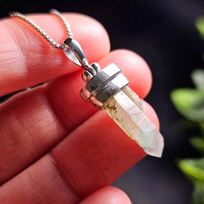Ajoite Phantom in Quartz Crystal Pendant