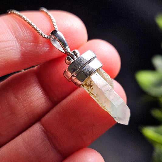 Ajoite Phantom in Quartz Crystal Pendant