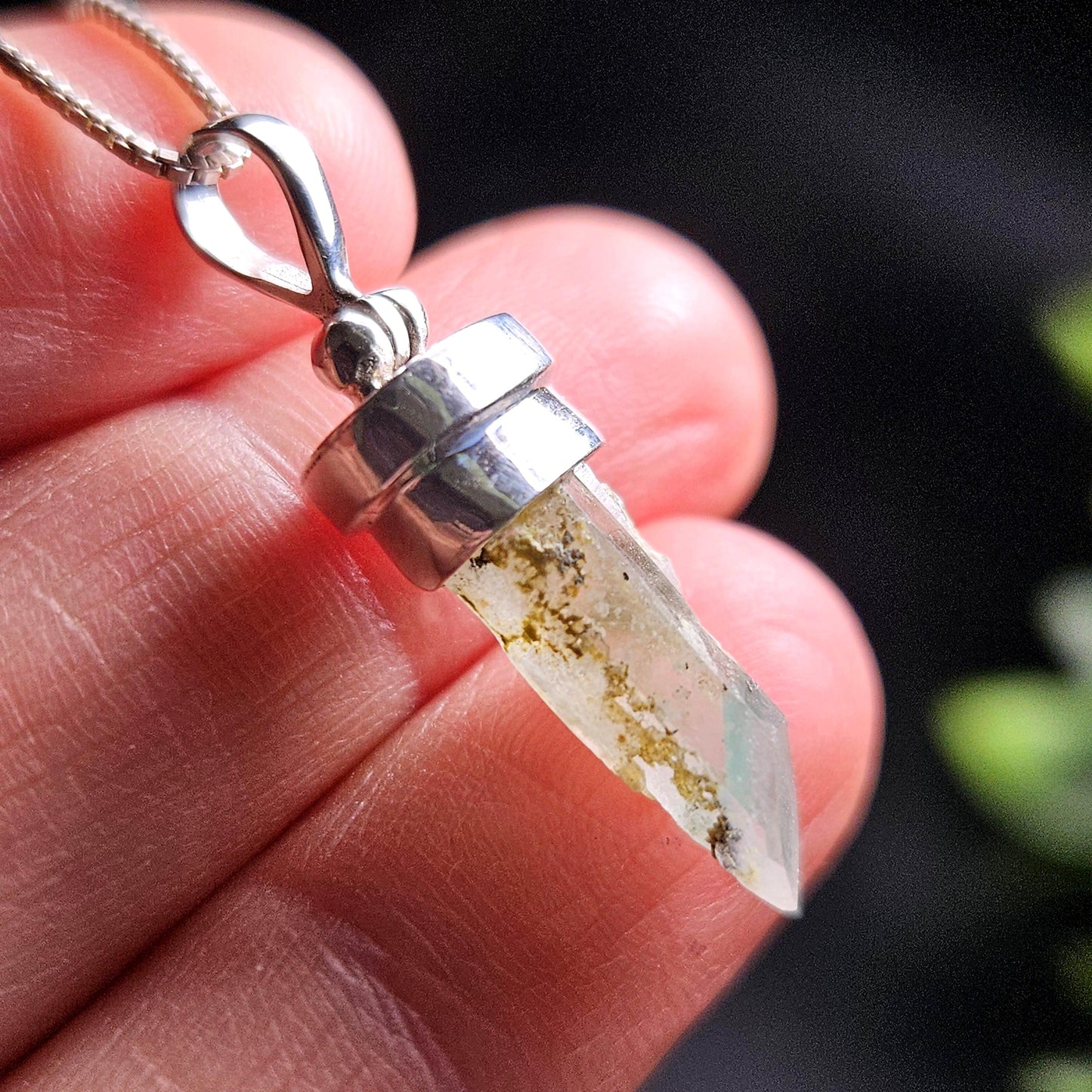 Ajoite Phantom in Quartz Crystal Pendant