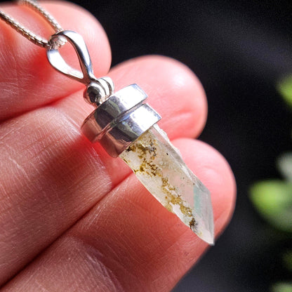 Ajoite Phantom in Quartz Crystal Pendant