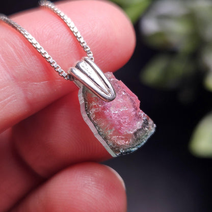 Watermelon Tourmaline Pendant, Sterling Silver Tourmaline Jewelry