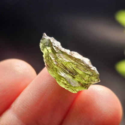 Moldavite Poison Green Specimen 1.33g, Authentic Raw Moldavite Crystal from Vrabce