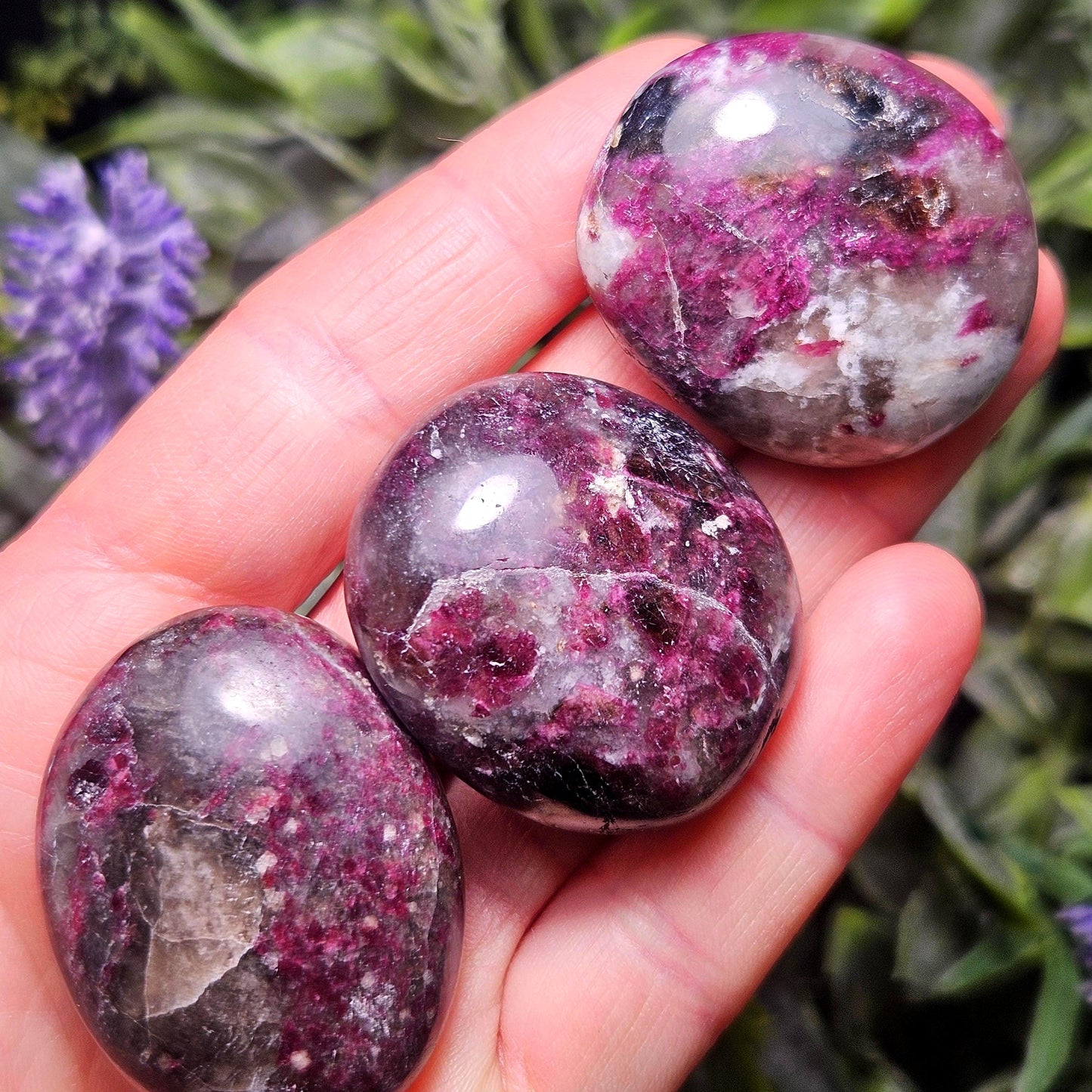 Red Tourmaline Crystal in Quartz (1.25"+), Rubellite Palm Stone