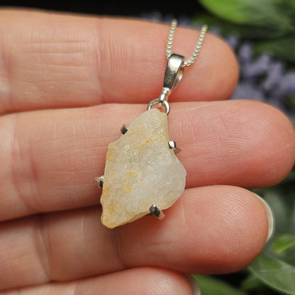 Phenacite Pendant, Nigerian Gold Phenakite Crystal Sterling Silver Necklace