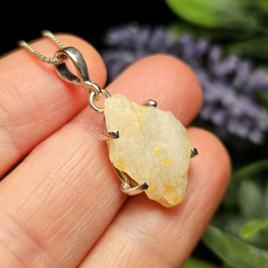 Phenacite Pendant, Nigerian Gold Phenakite Crystal Sterling Silver Necklace