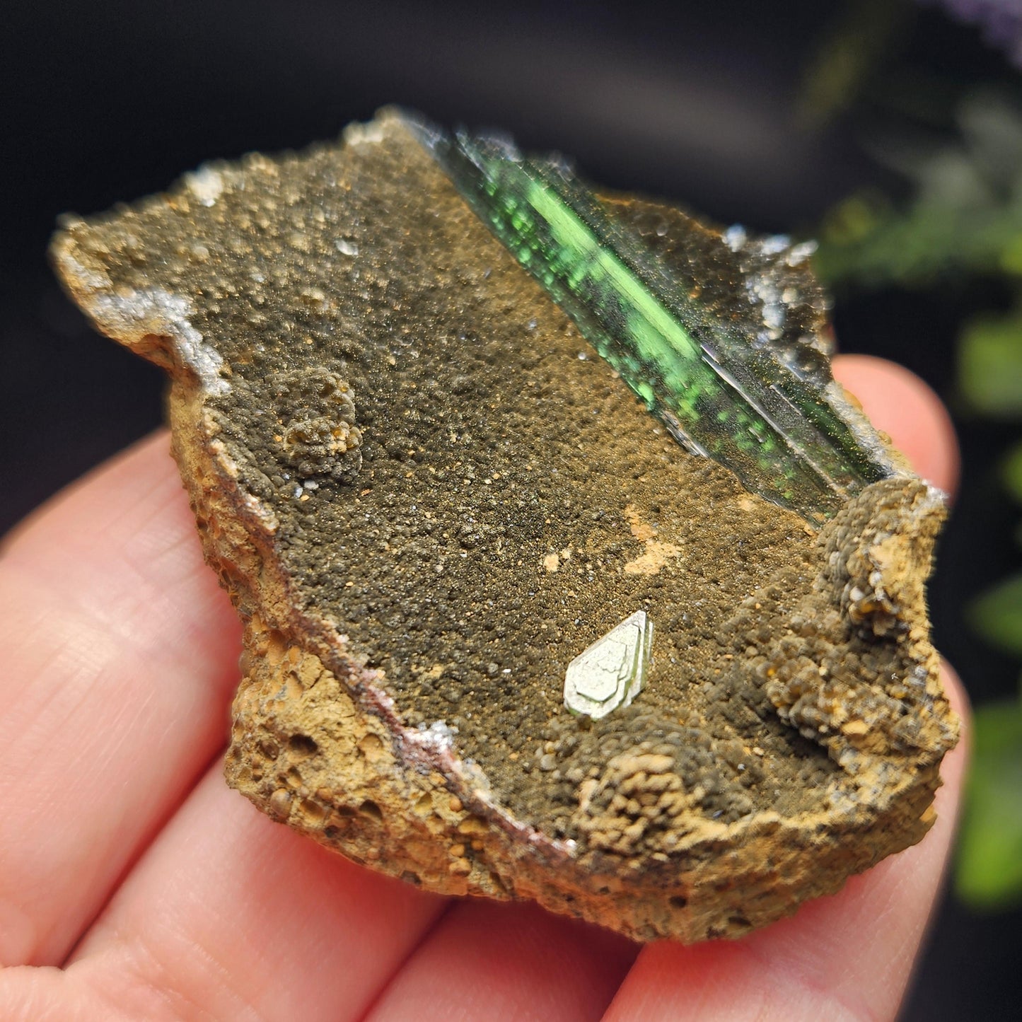 Vivianite PHANTOM Crystal with Ludlamite Specimen 38.12g, Vivianite Crystal Cluster, Raw Blue