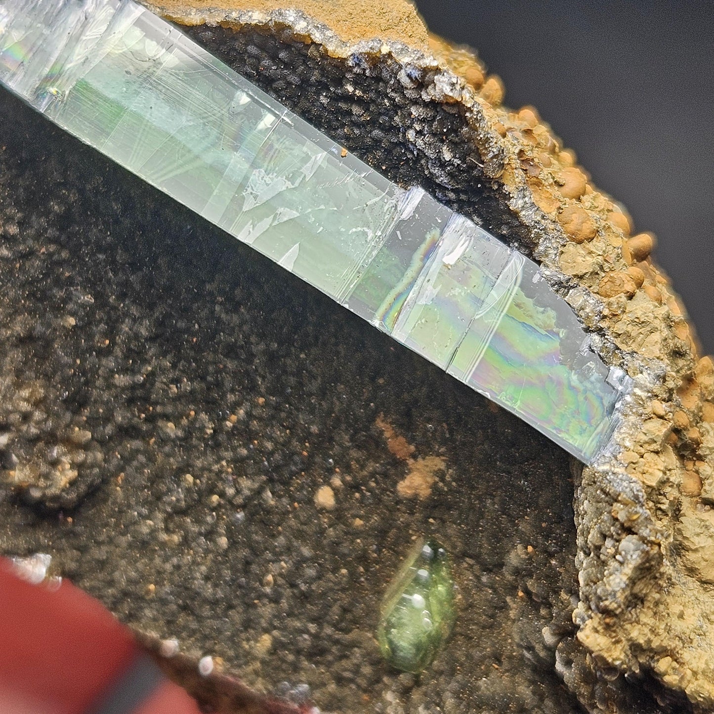 Vivianite PHANTOM Crystal with Ludlamite Specimen 38.12g, Vivianite Crystal Cluster, Raw Blue