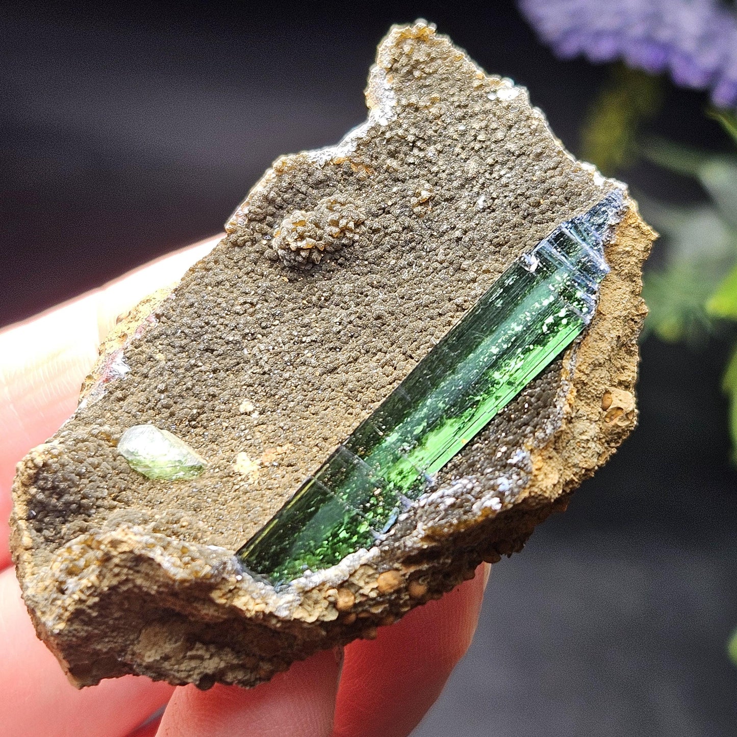 Vivianite PHANTOM Crystal with Ludlamite Specimen 38.12g, Vivianite Crystal Cluster, Raw Blue