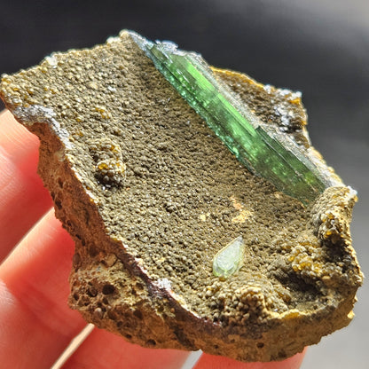 Vivianite PHANTOM Crystal with Ludlamite Specimen 38.12g, Vivianite Crystal Cluster, Raw Blue