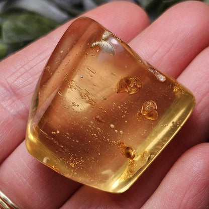 Amber with Bugs & Static ENHYDRO 11.2g, Polished Amber Specimen from Colombia