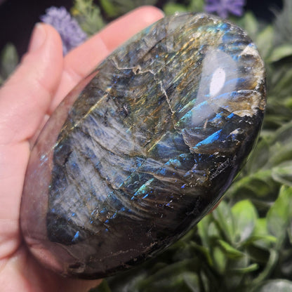 MASSIVE Labradorite Palm Stone 1.19lbs, Madagascar Labradorite Polished Crystal