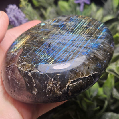MASSIVE Labradorite Palm Stone 1.19lbs, Madagascar Labradorite Polished Crystal