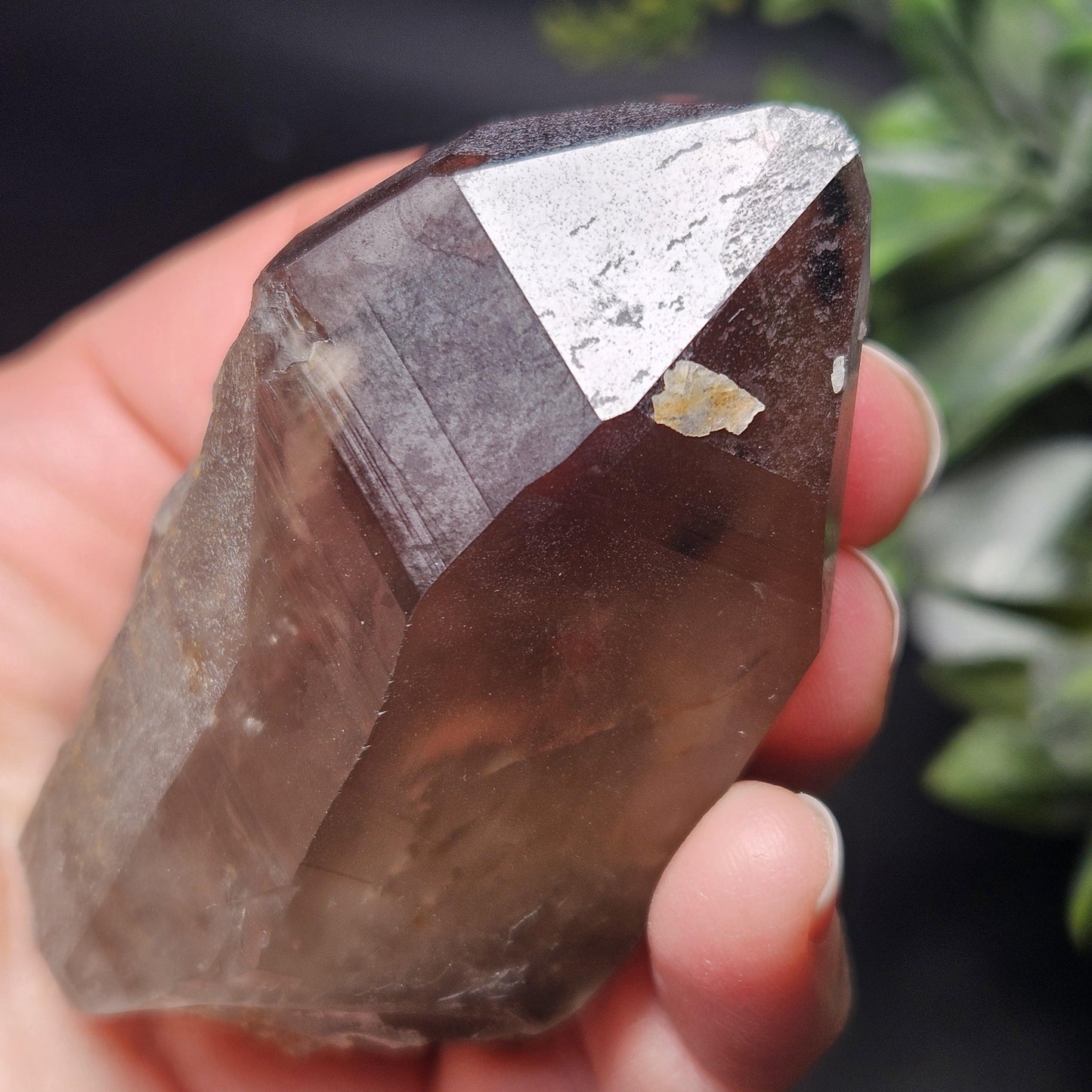 Hyalite Opal on Smoky Quartz Crystal 129.9g, Namibian Crystal Specimen