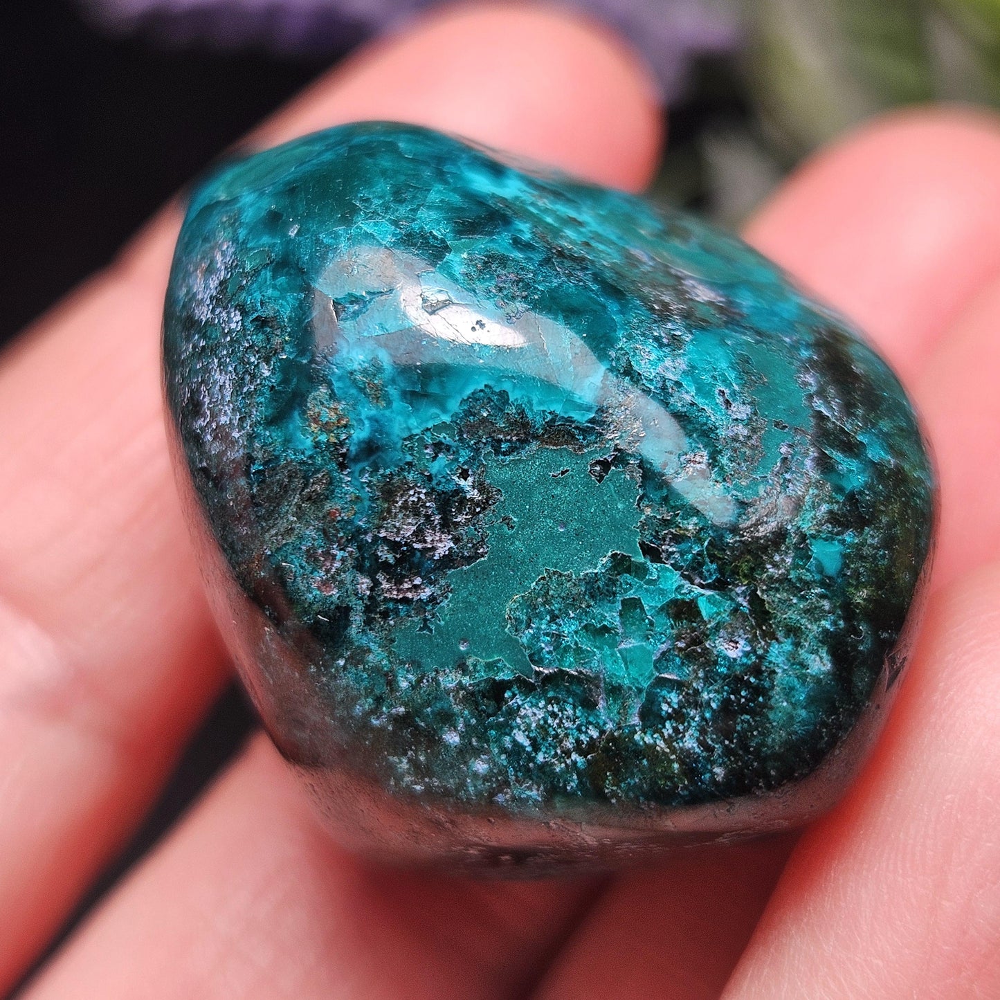 Polished Dioptase Crystal from the Congo 38.36g, Congo Dioptase Specimen, DRC Dioptase Crystal