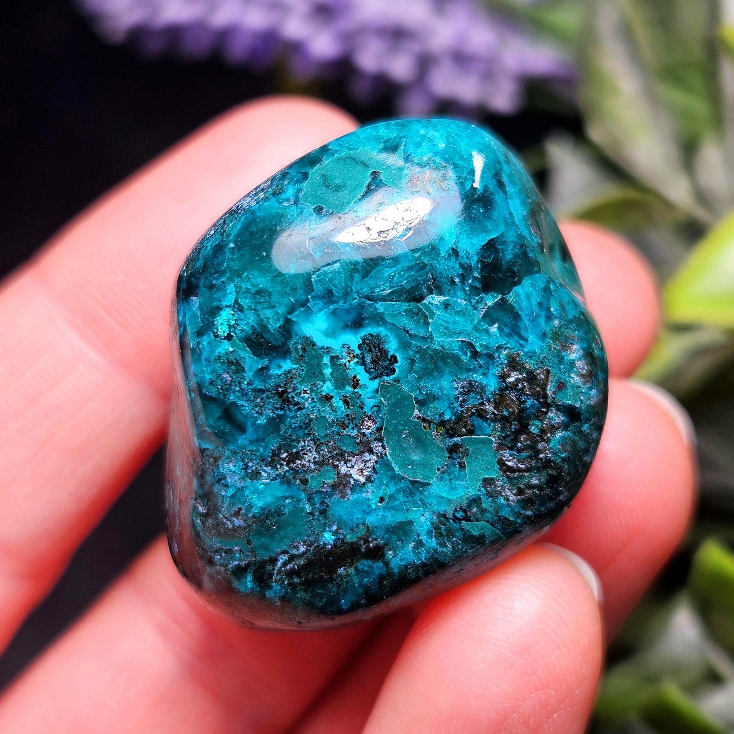 Polished Dioptase Crystal from the Congo 38.36g, Congo Dioptase Specimen, DRC Dioptase Crystal