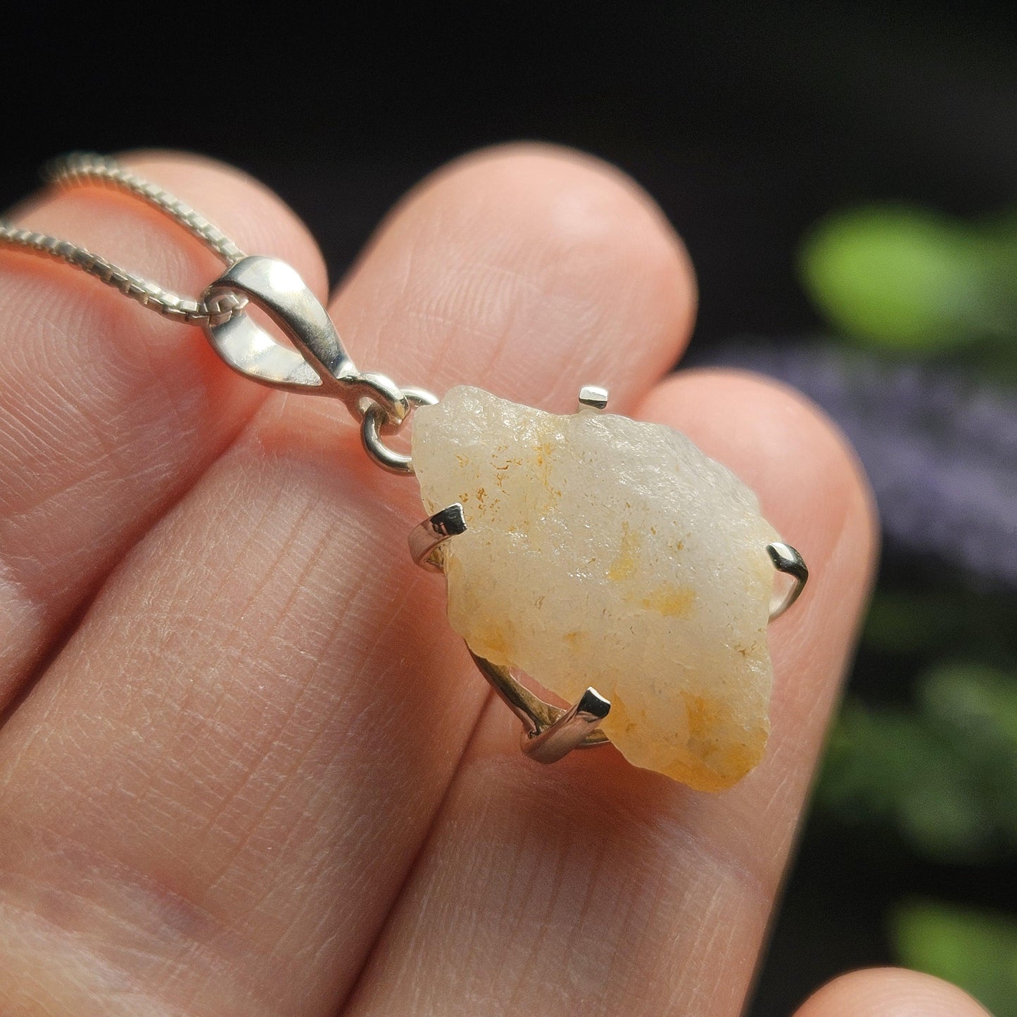 Phenacite Pendant, Nigerian Gold Phenakite Crystal Sterling Silver Necklace