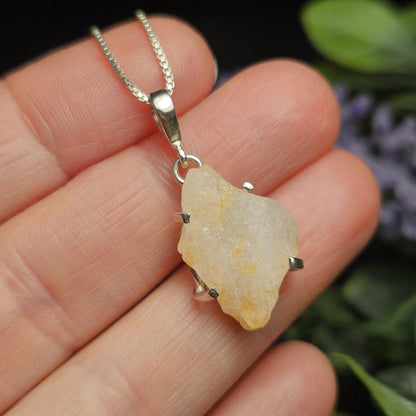Phenacite Pendant, Nigerian Gold Phenakite Crystal Sterling Silver Necklace