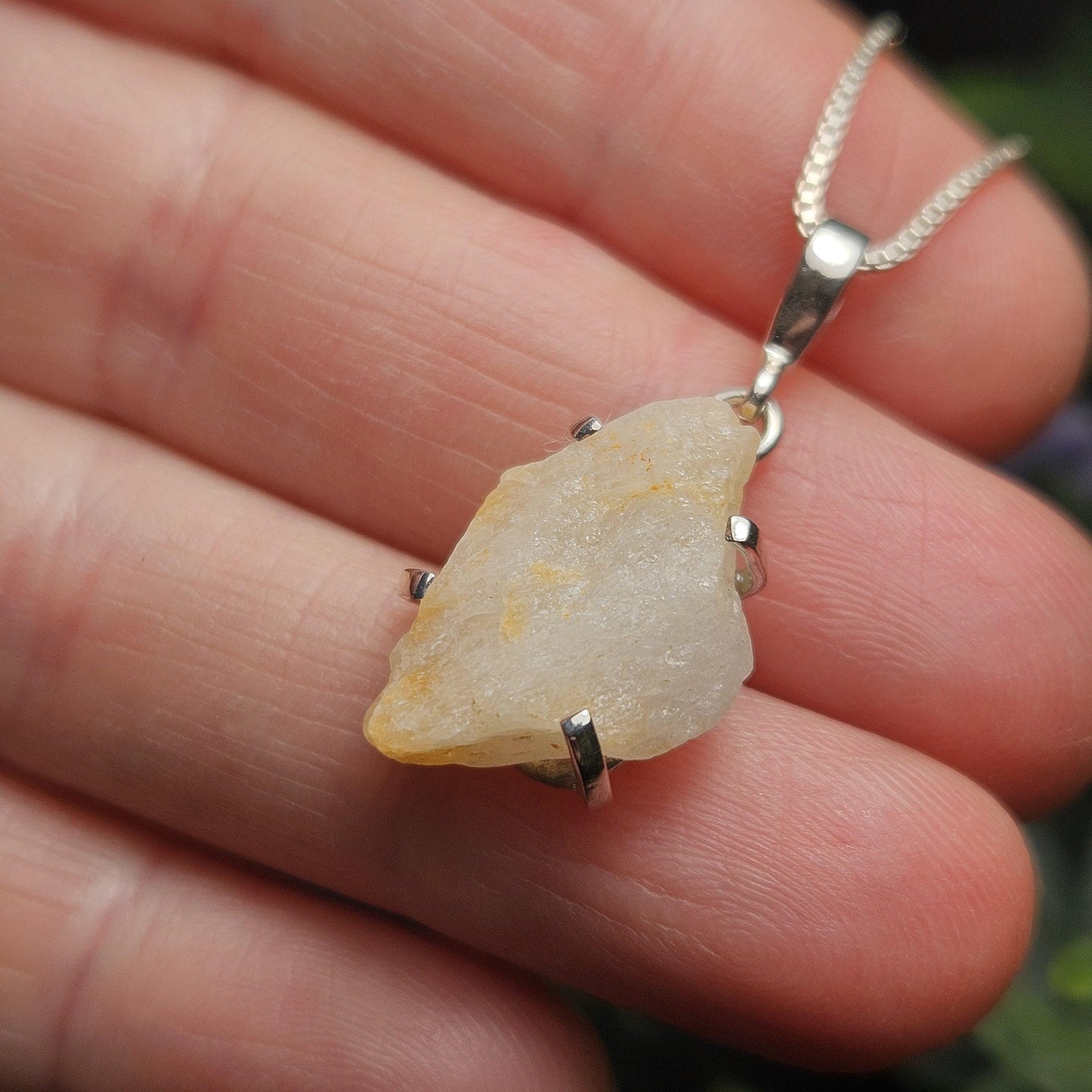 Phenacite Pendant, Nigerian Gold Phenakite Crystal Sterling Silver Necklace