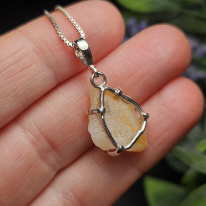 Phenacite Pendant, Nigerian Gold Phenakite Crystal Sterling Silver Necklace