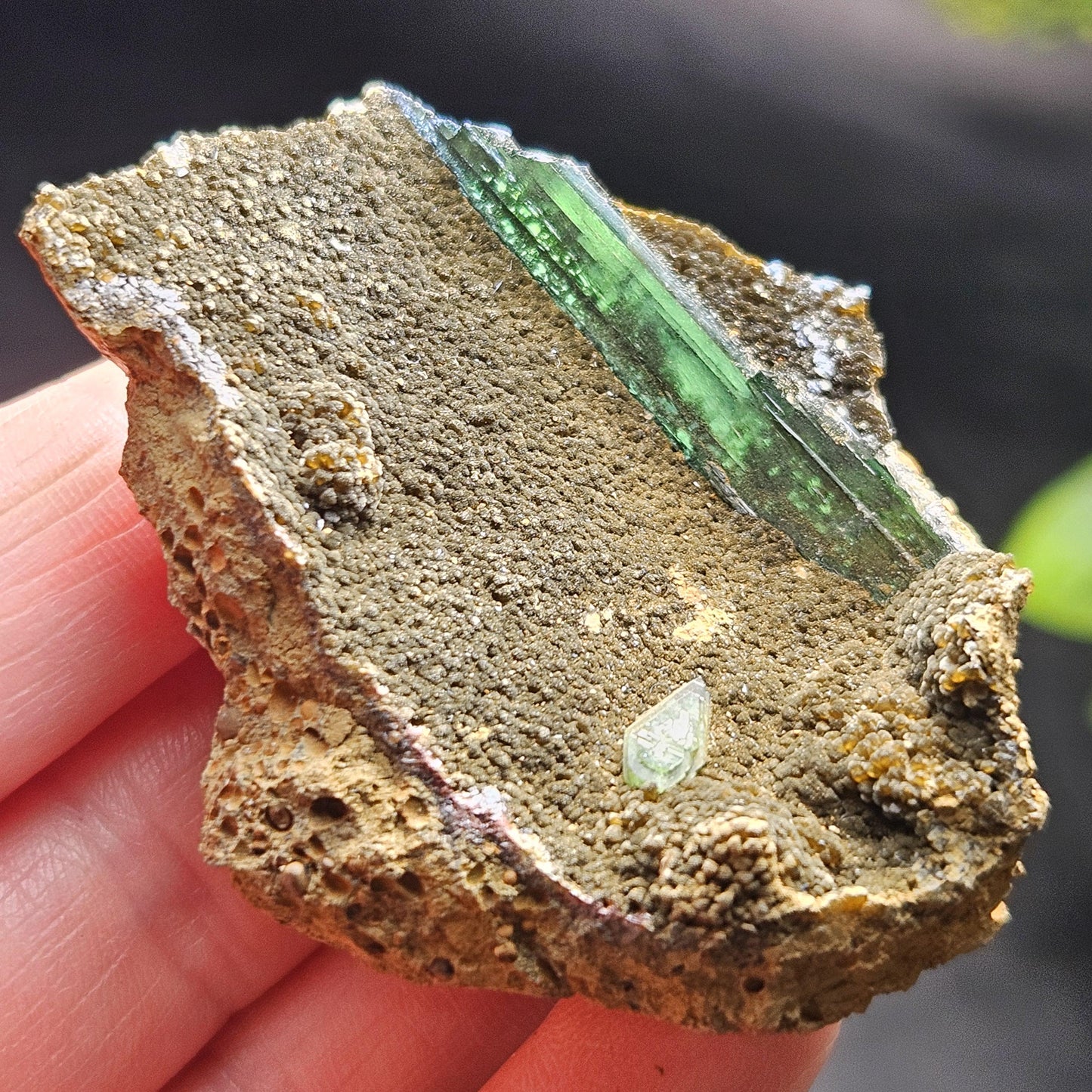 Vivianite PHANTOM Crystal with Ludlamite Specimen 38.12g, Vivianite Crystal Cluster, Raw Blue