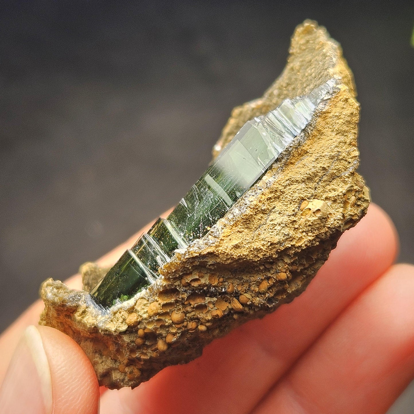 Vivianite PHANTOM Crystal with Ludlamite Specimen 38.12g, Vivianite Crystal Cluster, Raw Blue