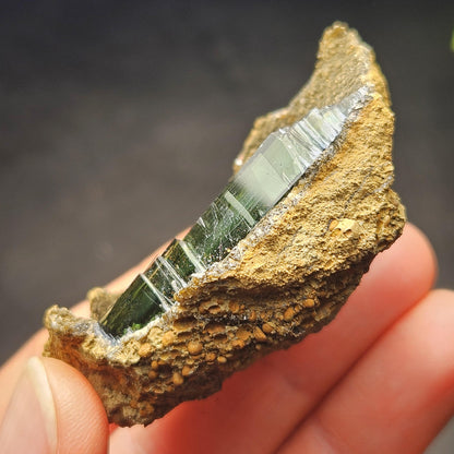 Vivianite PHANTOM Crystal with Ludlamite Specimen 38.12g, Vivianite Crystal Cluster, Raw Blue