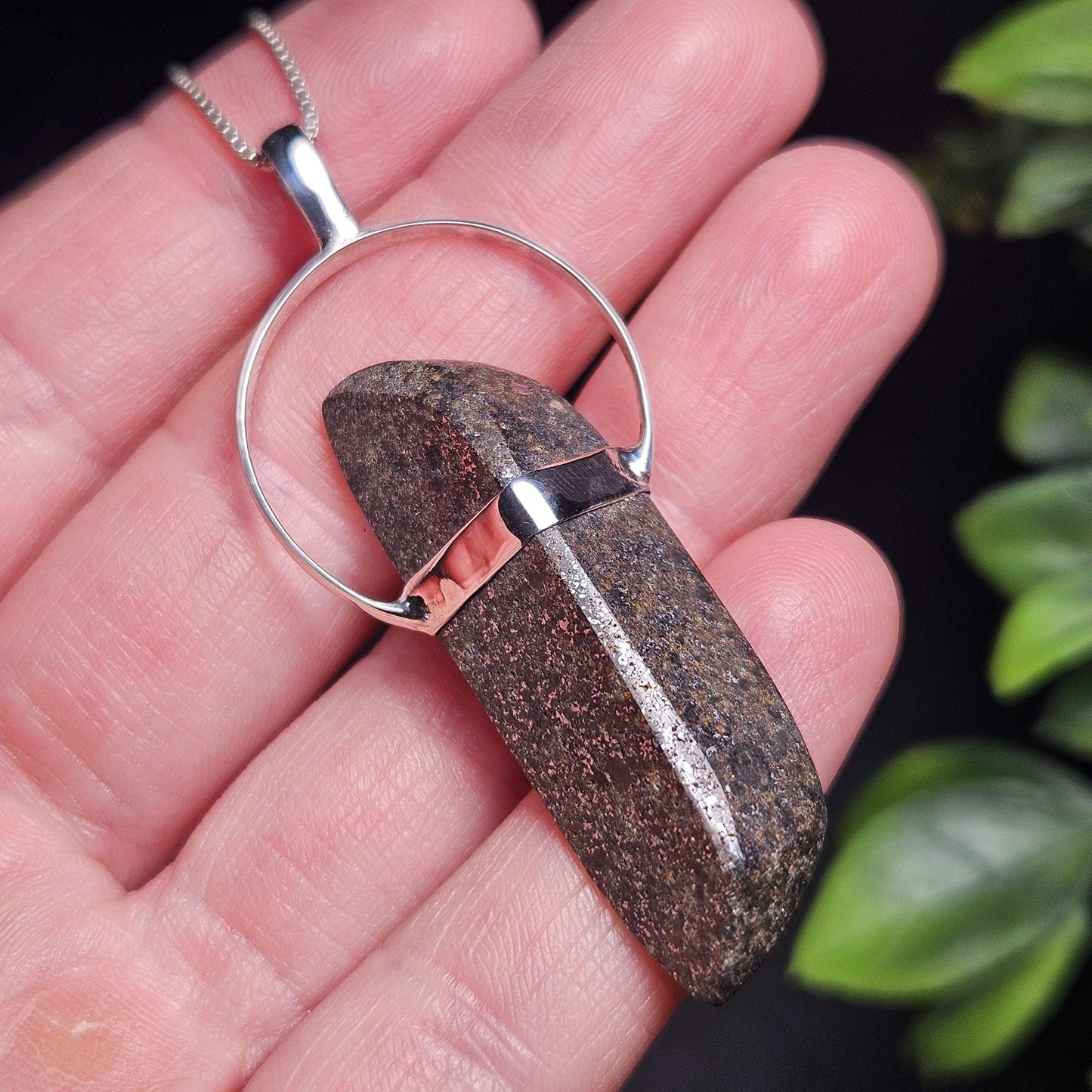 Meteorite Pendant, Natural Meteorite Sterling Silver Necklace