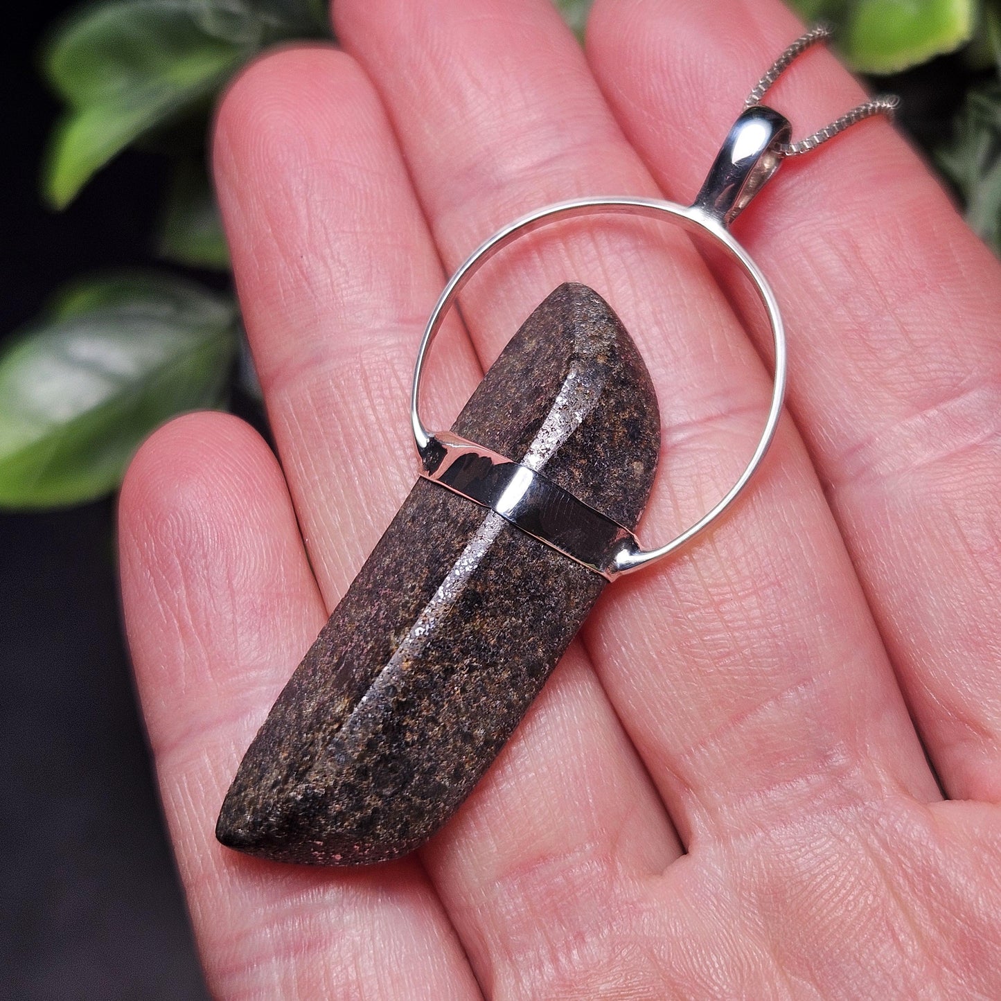 Meteorite Pendant, Natural Meteorite Sterling Silver Necklace