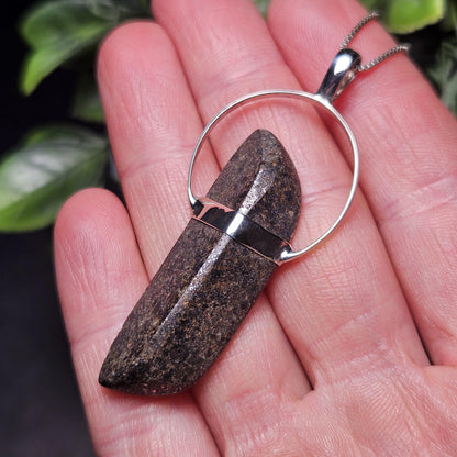 Meteorite Pendant, Natural Meteorite Sterling Silver Necklace