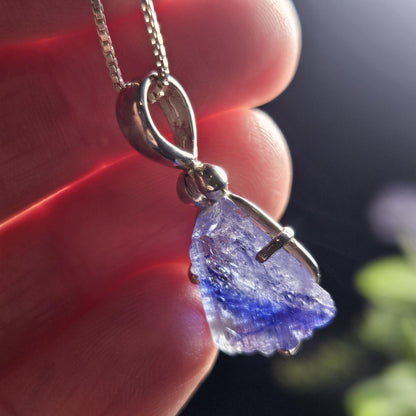 Tanzanite Crystal Pendant, Sterling Silver Handmade Necklace