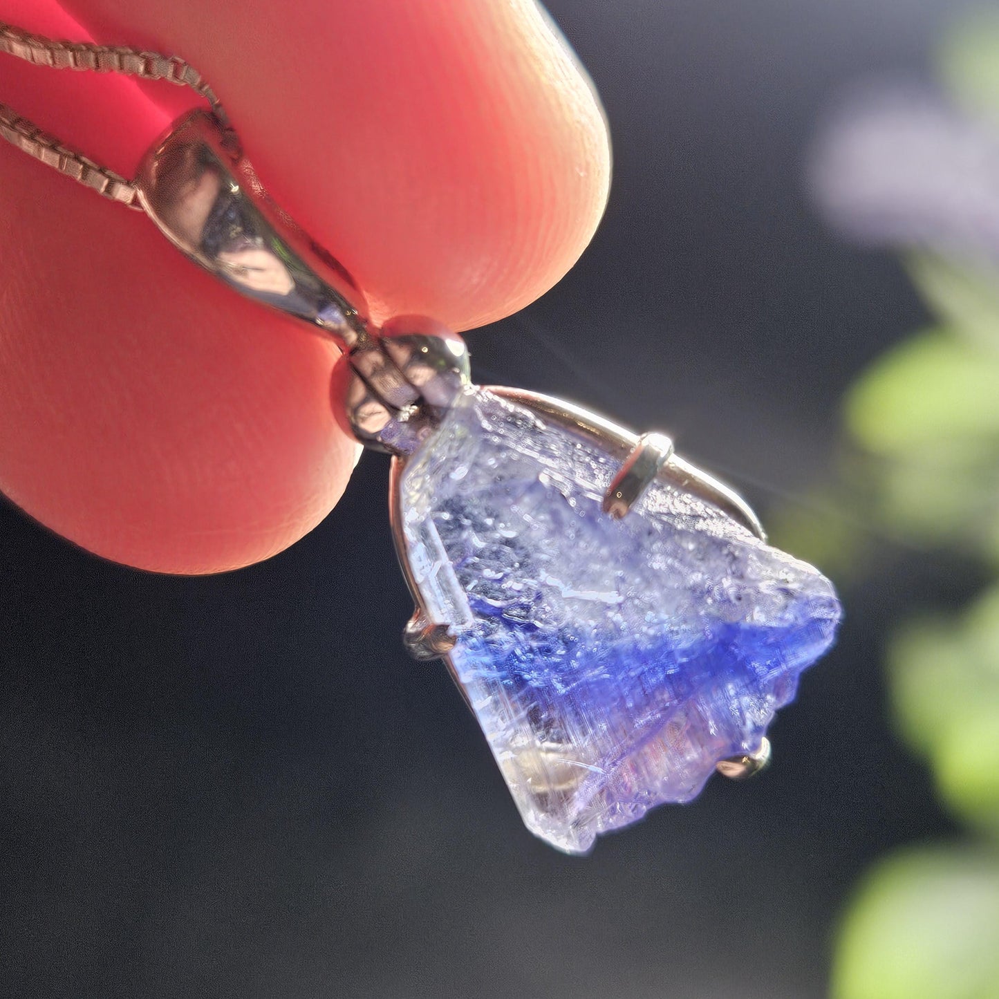 Tanzanite Crystal Pendant, Sterling Silver Handmade Necklace