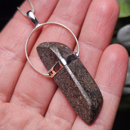 Meteorite Pendant, Natural Meteorite Sterling Silver Necklace