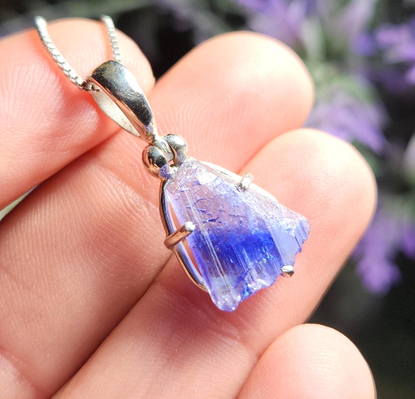 Tanzanite Crystal Pendant, Sterling Silver Handmade Necklace