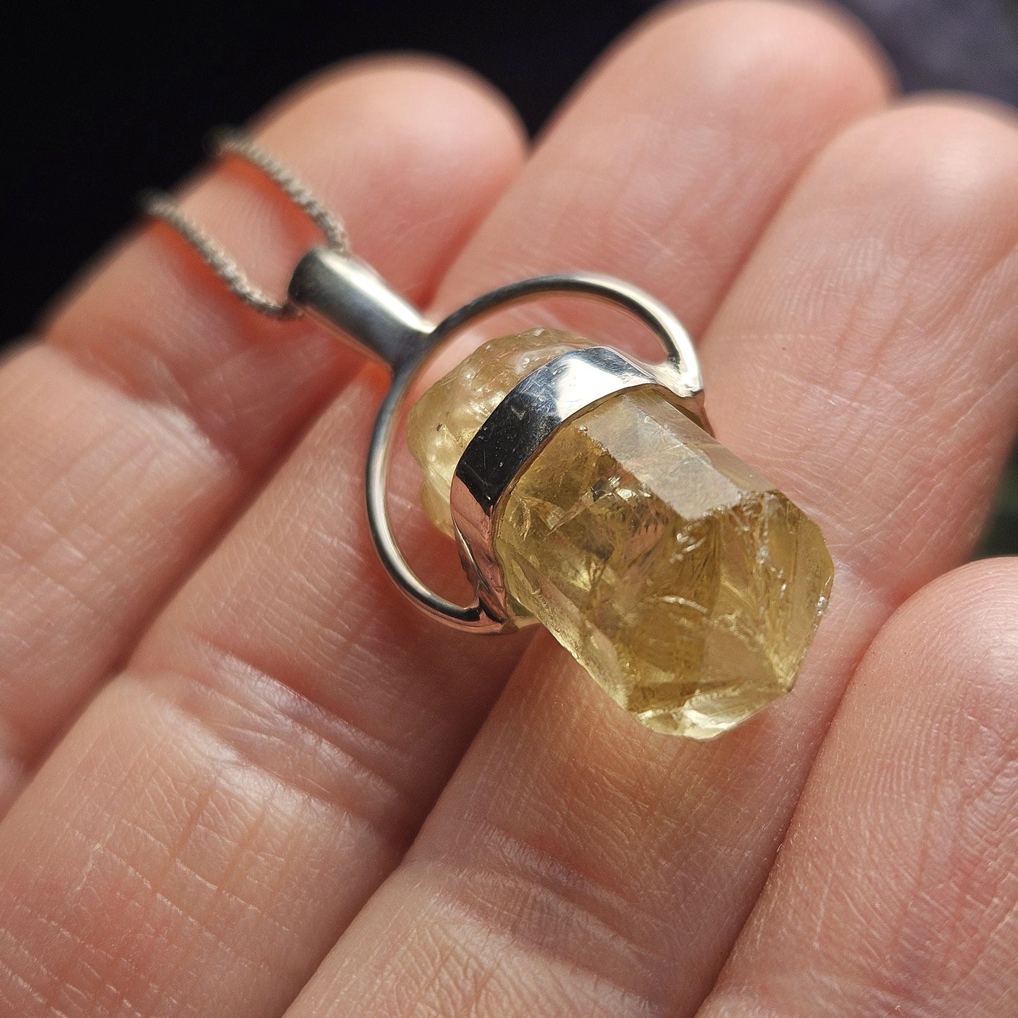 Golden Rainbow Apatite Crystal Pendant