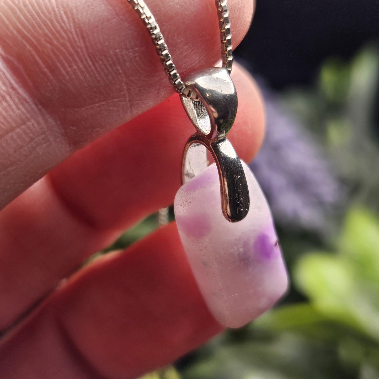 Gel Sugilite Crystal Pendant, Sterling Silver Polished Sugilite Necklace