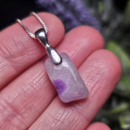 Gel Sugilite Crystal Pendant, Sterling Silver Polished Sugilite Necklace