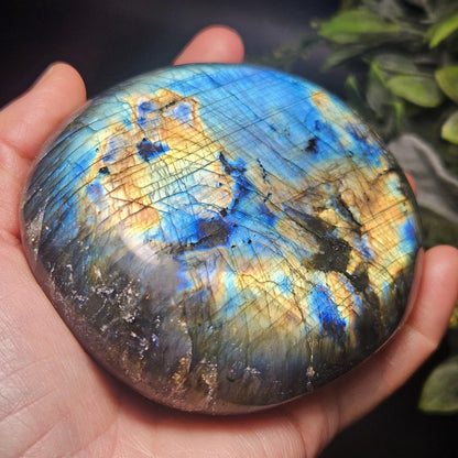 MASSIVE Labradorite Palm Stone 1.19lbs, Madagascar Labradorite Polished Crystal