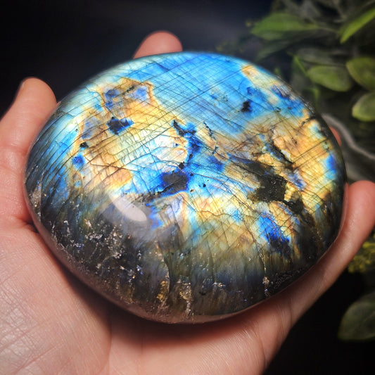 MASSIVE Labradorite Palm Stone 1.19lbs, Madagascar Labradorite Polished Crystal