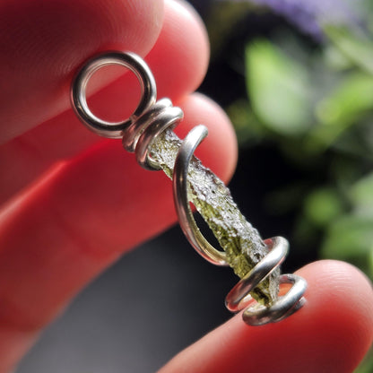 Moldavite with Natural HOLE Pendant, Authentic Moldavite Necklace