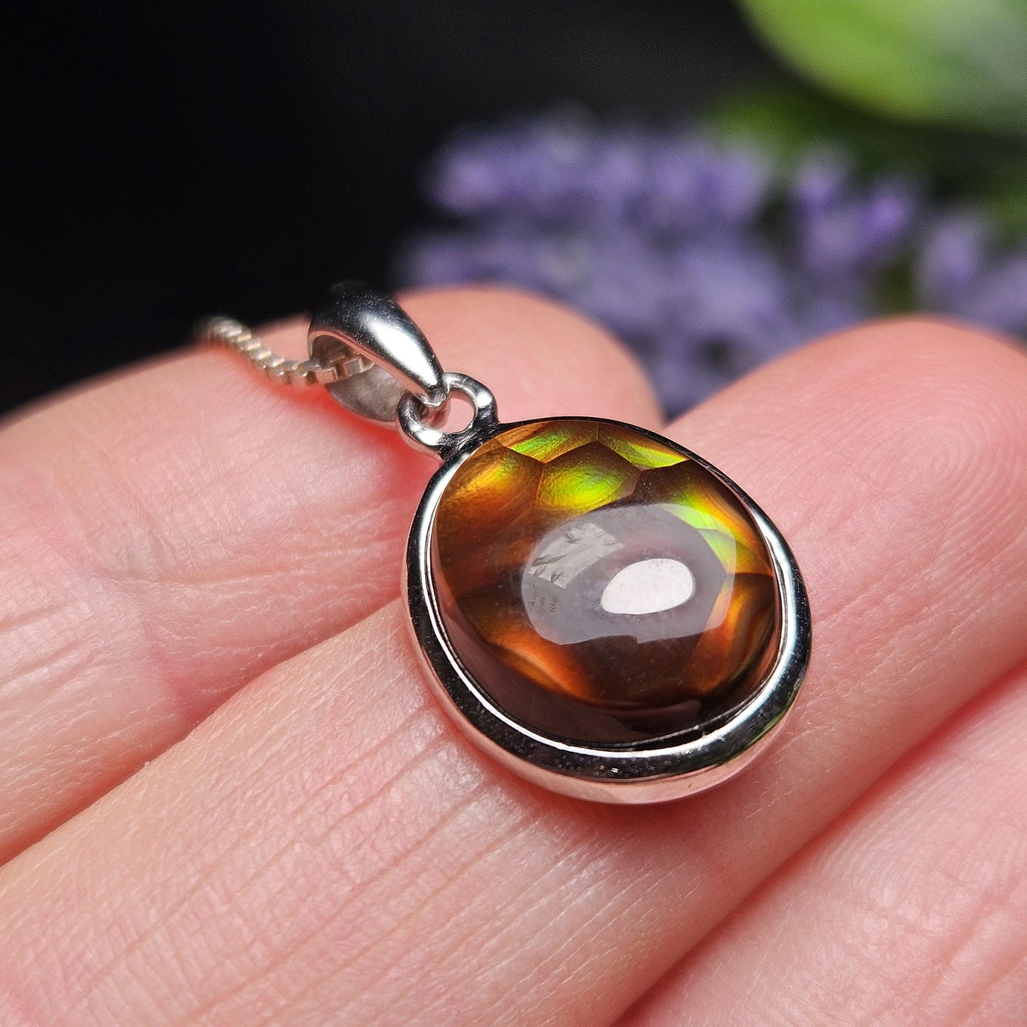 Mexican Fire Agate Pendant, Sterling Silver Polished Fire Agate Necklace