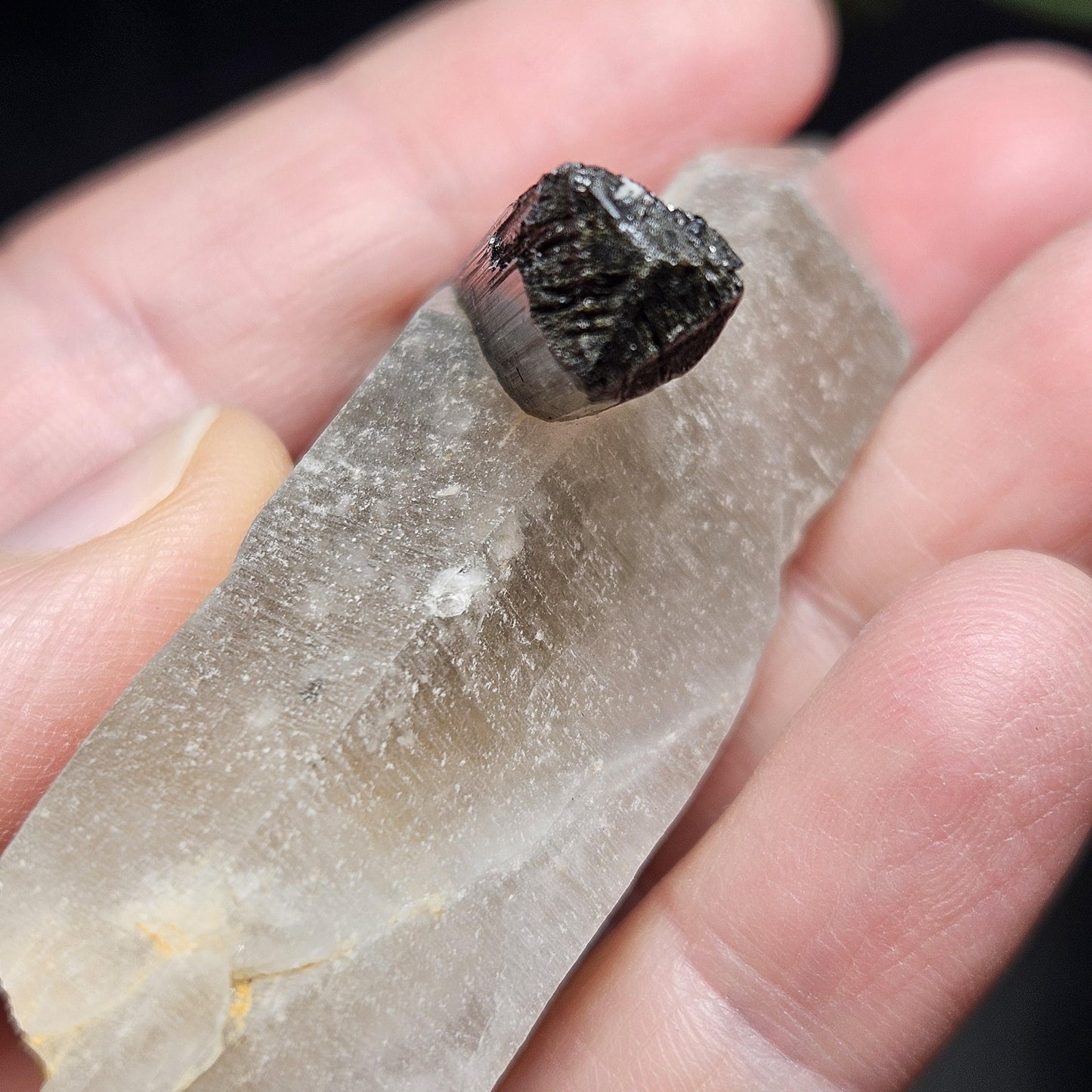 Black Tourmaline in Quartz Crystal 46.90g, Brazilian Quartz with Tourmaline, Black Tourmaline Specimen, Tourmaline Crystal