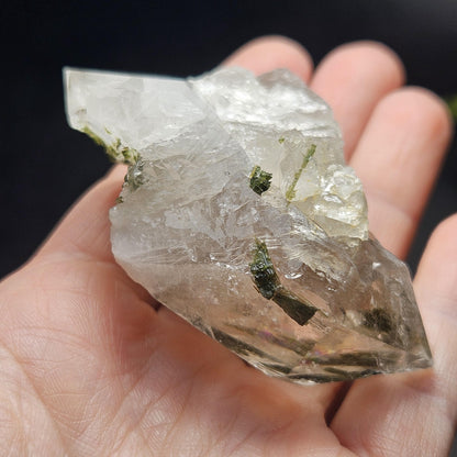 Green Tourmaline in Quartz Crystal 85.14g, Brazilian Quartz with Tourmaline, Green Tourmaline Specimen, Tourmaline Crystal