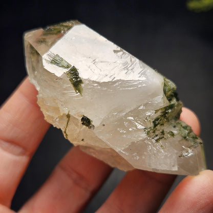 Green Tourmaline in Quartz Crystal 85.14g, Brazilian Quartz with Tourmaline, Green Tourmaline Specimen, Tourmaline Crystal
