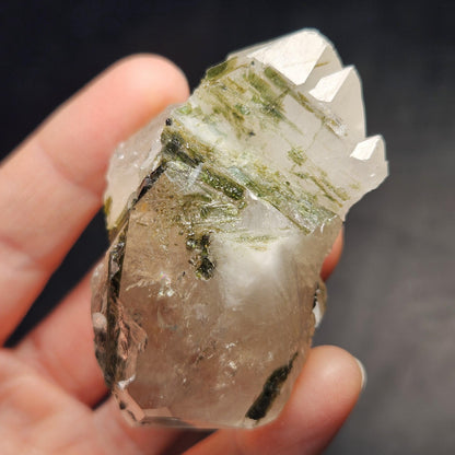 Green Tourmaline in Quartz Crystal 85.14g, Brazilian Quartz with Tourmaline, Green Tourmaline Specimen, Tourmaline Crystal
