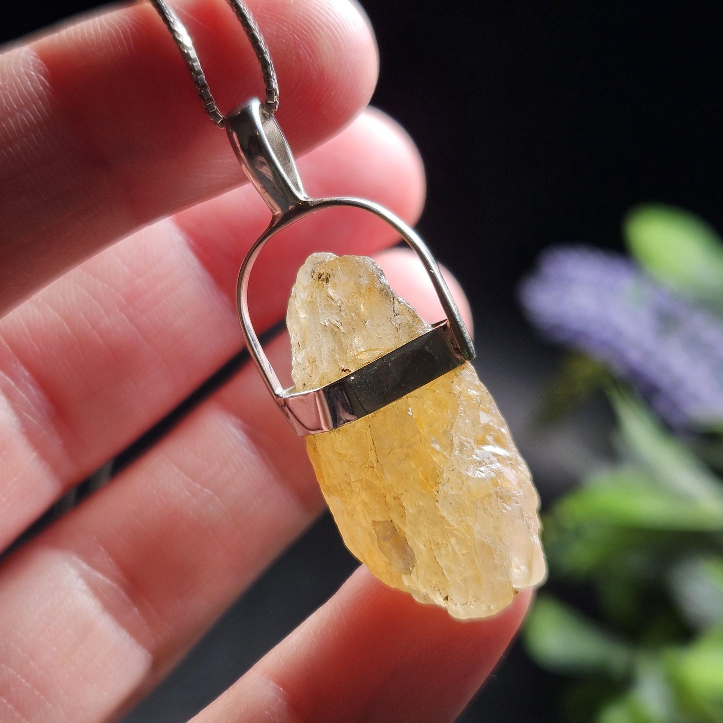 Golden Phenacite Pendant, Nigerian Phenakite Crystal Sterling Silver Necklace